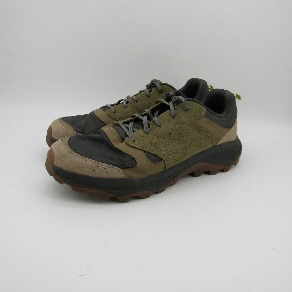 Merrell J038937 Mens 15 Olive Green Suede Mesh Trail Hiking Shoes Low Top